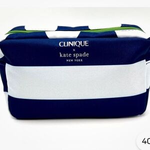 Clinique x Kate Spade White Navy Makeup Bag